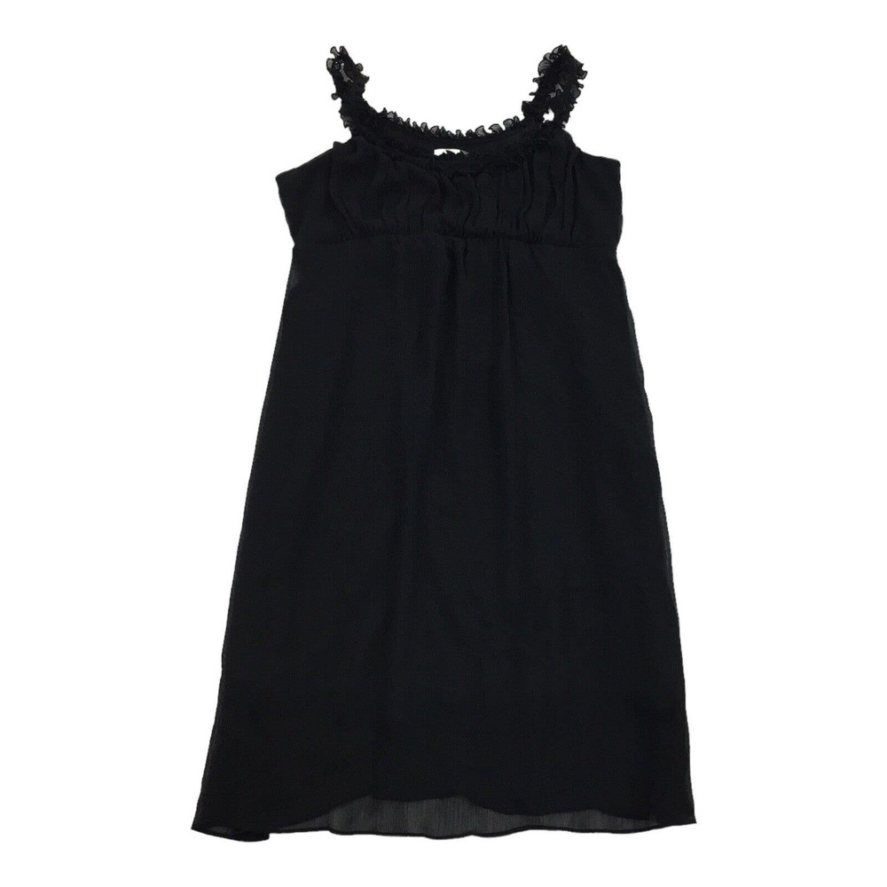 Motherhood Maternity Sleeveless Ruffle Neck Chiffon Dress Medium Solid Black M